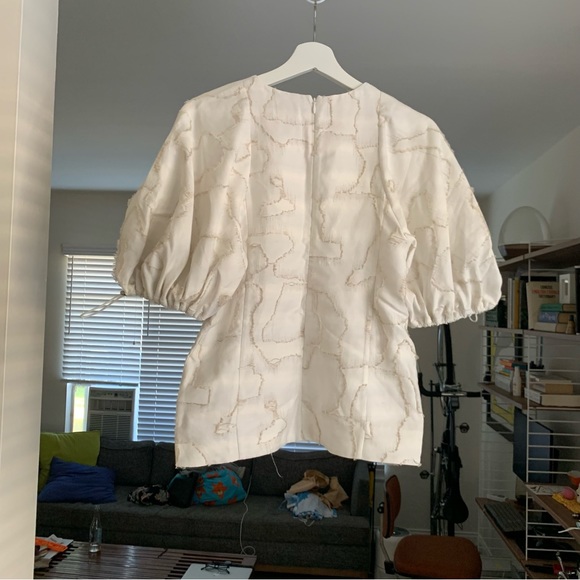 COS White Cotton Linen Puff Sleeve Top - Picture 3 of 6